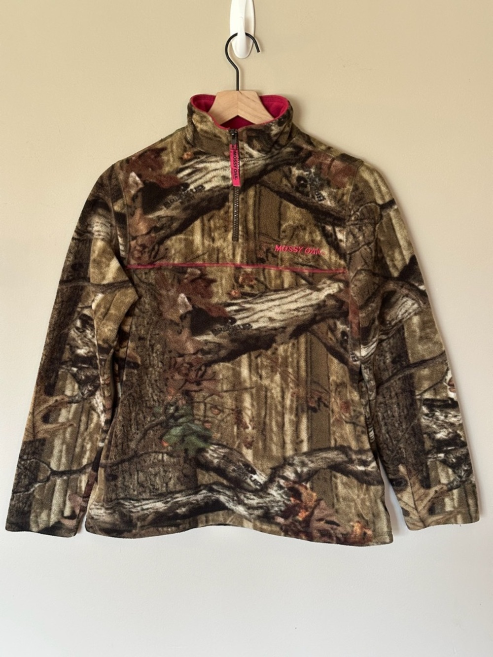 Mossy Oak Camo Quarter-Zip Fleece with Pink Accents